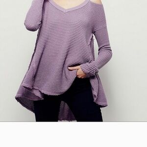Free People Lavender Off-the-Shoulder Sweater